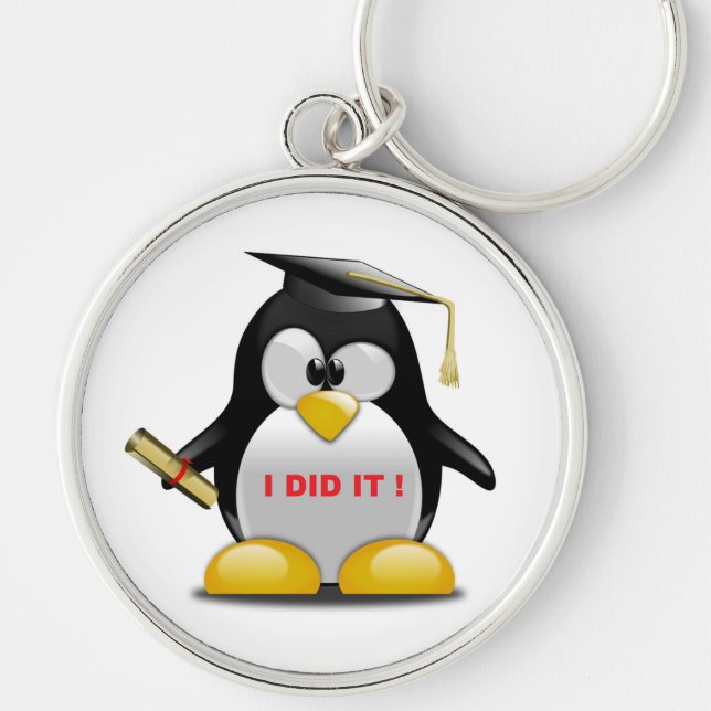 "I DID IT" GRADUATION PENGUIN KEY RING (Front)