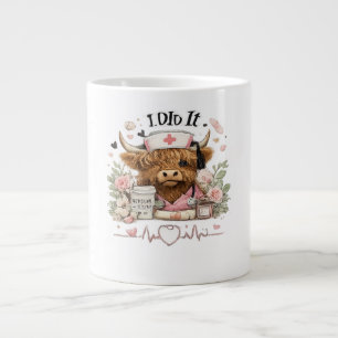 I Did It Highland Cow Nurse Graduation Shirt RN Large Coffee Mug