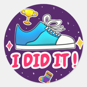 I Did It Purple Classic Round Sticker