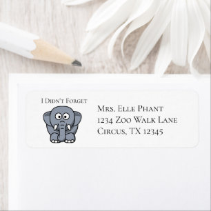 I Didn’t Forget Cute Funny Grey Elephant Cartoon