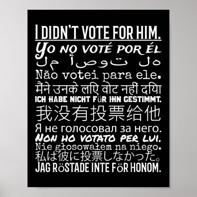 I Didnt Vote For Him - Anti Trump T Shirt  Poster (Front)