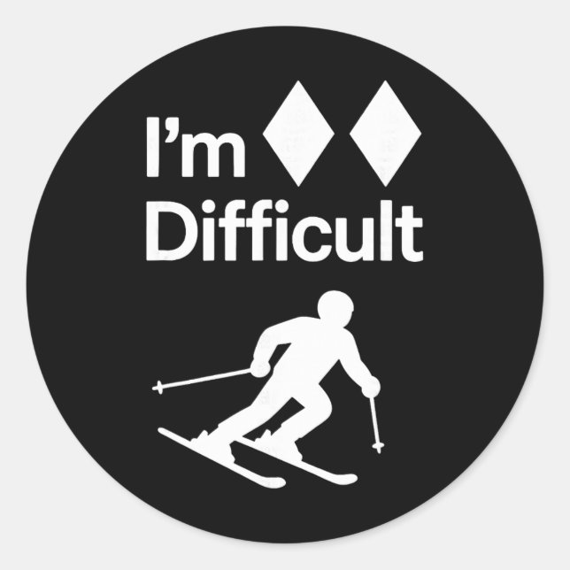 I Difficult Double Black Diam0nd Ski Snowboard Ski Classic Round Sticker (Front)