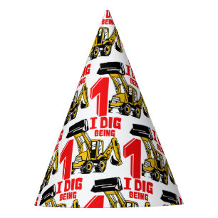 I Dig Being One Construction 1st Birthday Party Hat