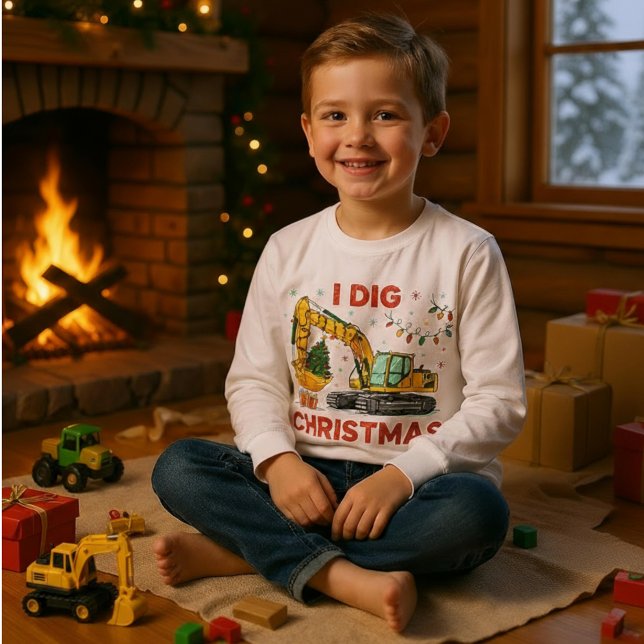 I Dig Christmas Cute Excavator Tree Lights Kids (Creator Uploaded)