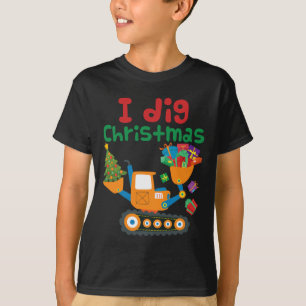 I Dig Christmas Excavator Construction Boys Toddle T-Shirt