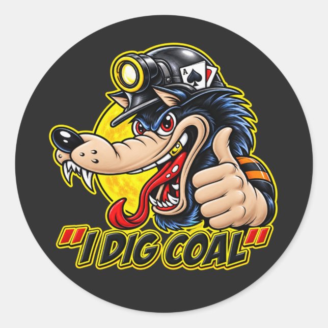 I DIG COAL CLASSIC ROUND STICKER (Front)
