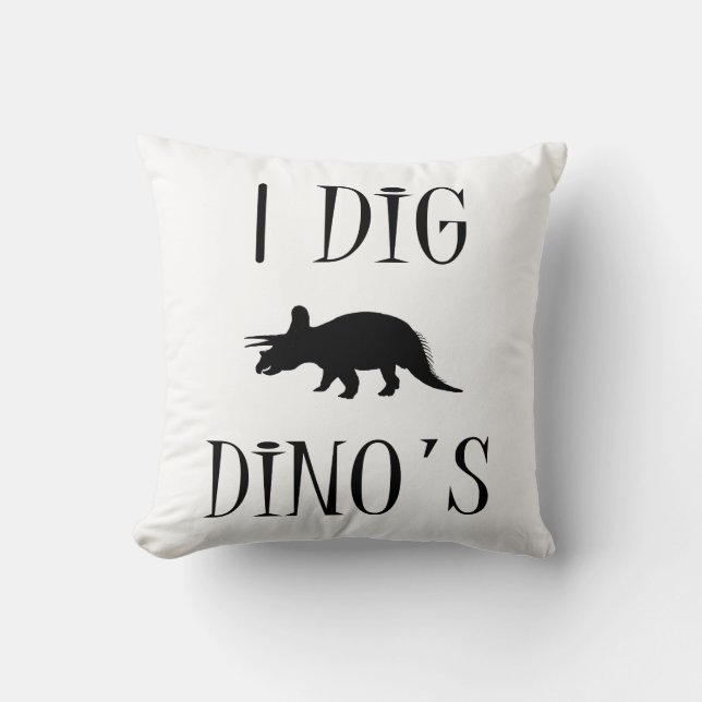 I Dig Dino's Throw Pillow - (Dinosaurs) (Front)