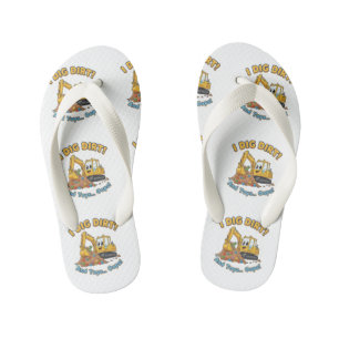 "I Dig Dirt" Playful Excavator Kid's Jandals