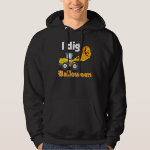 I Dig Halloween Excavator Pumpkin Tractor Truck Cu Hoodie