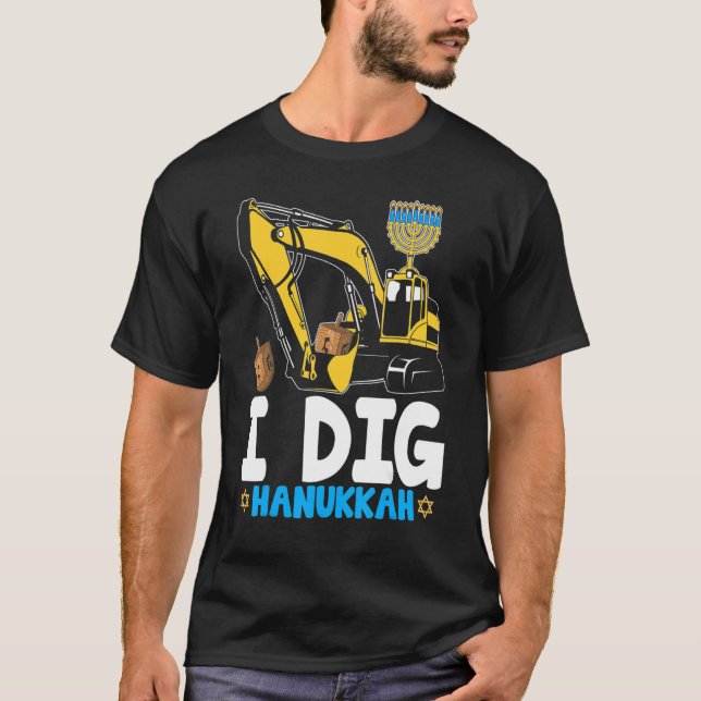 I Dig Hanukkah Excavator Construction Kids Boys Ch T-Shirt (Front)