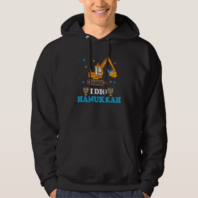 I Dig Hanukkah Excavator Construction Toddler Hanu Hoodie (Front)