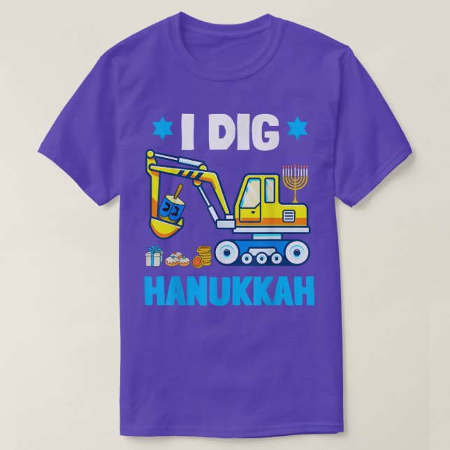 I Dig Hanukkah Excavator Construction Toddler Hanu T-Shirt (Design Front)