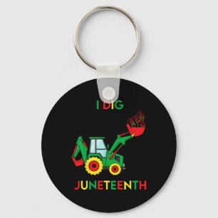 I Dig Juneteenth Fists Tractor Fun Toddler Boys  Key Ring