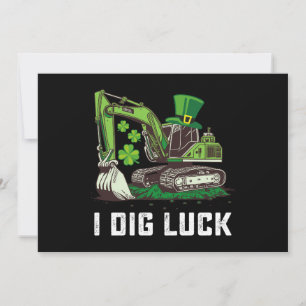 I Dig Luck Excavator St Patrick's Day Irish Invitation