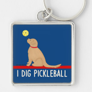 I Dig Pickleball Golden Retriever Keychain
