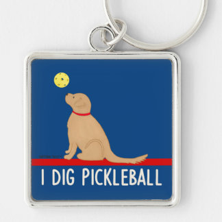 I Dig Pickleball Golden Retriever Keychain