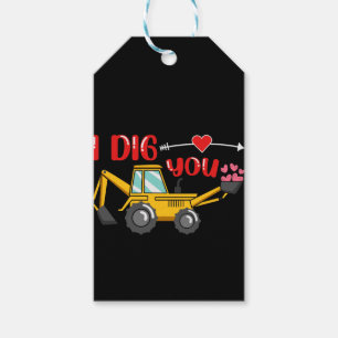 I Dig You Backhoe Valentine Gift Tags