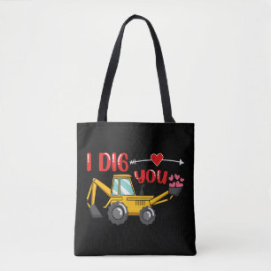 I Dig You Backhoe Valentine Tote Bag