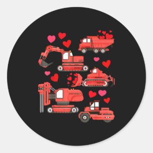 I Dig You Construction Trucks Valentines Day Boys Classic Round Sticker