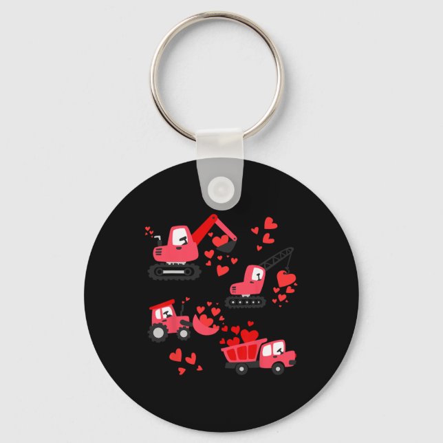 I Dig You Construction Trucks Valentine's Day Boys Key Ring (Front)