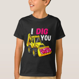 I Dig You Excavator Construction Valentine Heart D T-Shirt