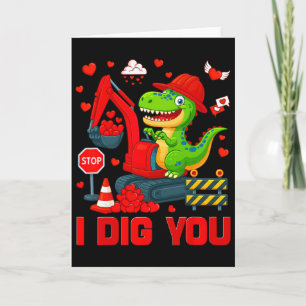 I Dig You Funny Heart Dinosaur Truck Valentine Boy Card