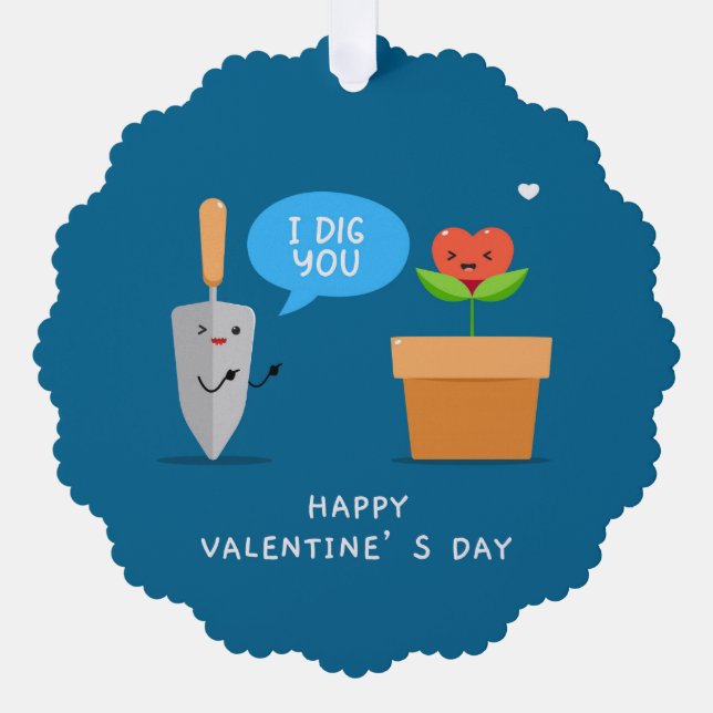 I Dig You Happy Valentine's Day Cute Love Tree Decoration Card (Front)