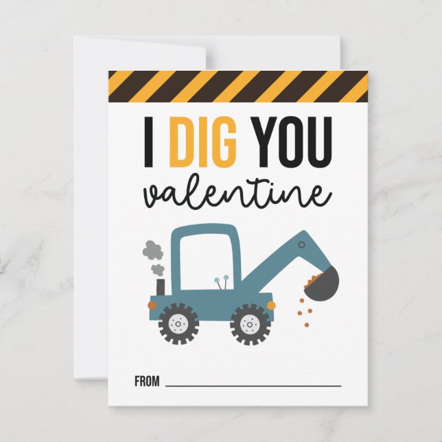 I Dig You Kids Construction Valentine Card (Front)