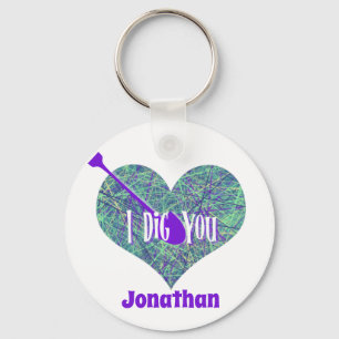 I Dig You Purple Network Heart Shape Key Ring