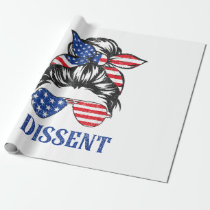 I dissent, American flag women messy bun Wrapping Paper