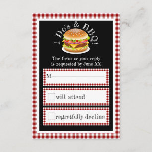 I Do and BBQ Gingham Hamburger Casual Wedding RSVP Card