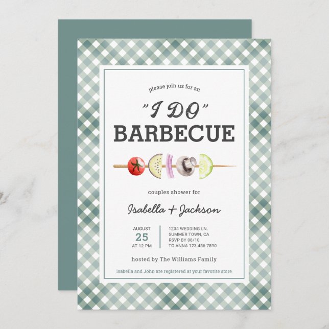 I DO Barbecue BBQ Rustic Couples Shower Invitation (Front/Back)