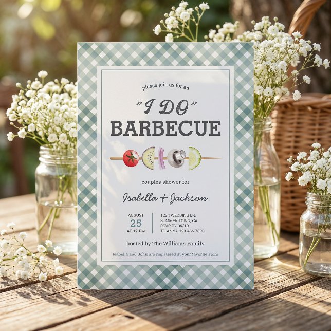 I DO Barbecue Summer Wedding Shower Invitation (The front and back of the invitation shown in a 5x7-inch size. Choose size, paper, and corner style.)