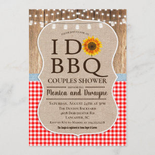 I DO BBQ Barbecue Gingham String Lights Invitation