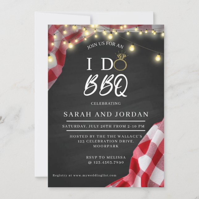  I do BBQ, BBQ Party, BBQ rehearsal, ENGAGEMENT Invitation (Front)