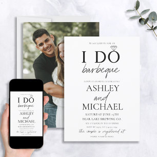 I DO BBQ Black & White Simple Script Photo Shower Invitation