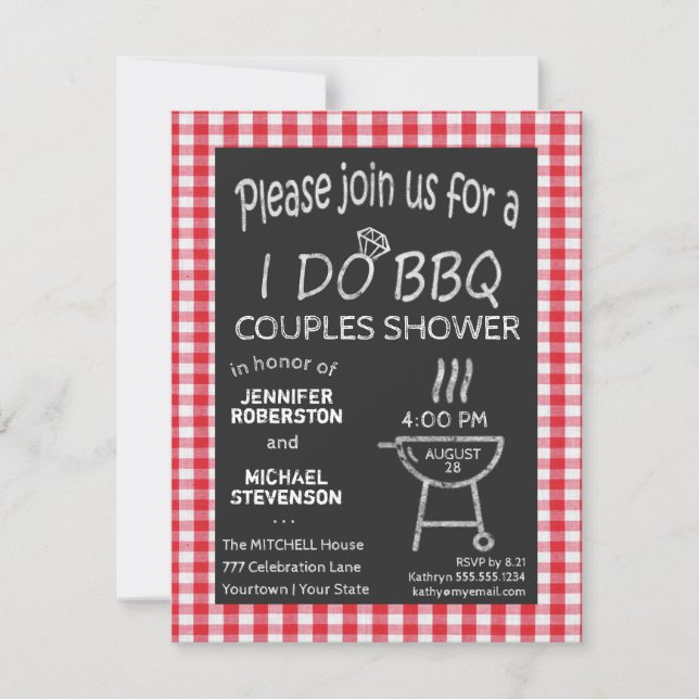 I Do BBQ Chalkboard Couples Shower Invitation (Front)