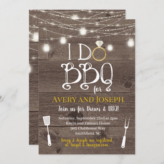 I Do BBQ Couple's Barbecue Shower Invitation (Front/Back)