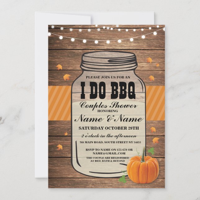 I DO BBQ Couples Shower Fall Autumn Engagement Invitation (Front)
