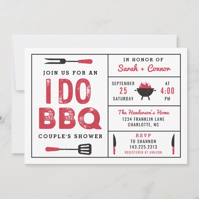 I Do BBQ Couple's Shower Invitation (Front)