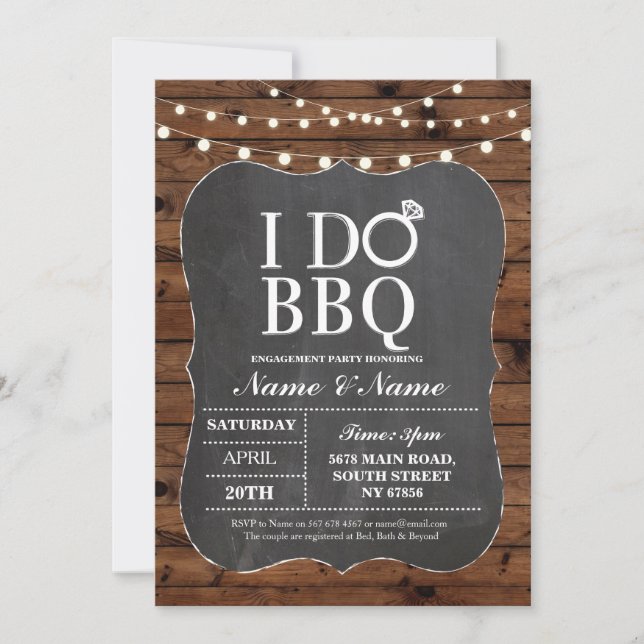 I DO BBQ Couple's Shower Party Chalk Invitation (Front)