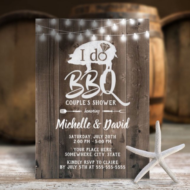 I DO BBQ Couples Shower Rustic Barn Wedding Invitation (Creator Uploaded)