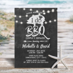 I DO BBQ Couples Shower Rustic Chalkboard Invitation