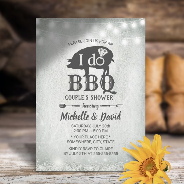 I DO BBQ Couples Shower Rustic Wedding Invitation (Creator Uploaded)