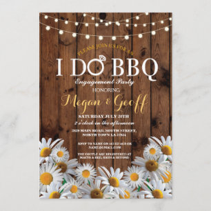 I DO BBQ Daisy Floral Engagement Rustic Invite
