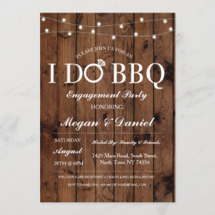 I DO BBQ Engagement Couples Shower Wood Invite
