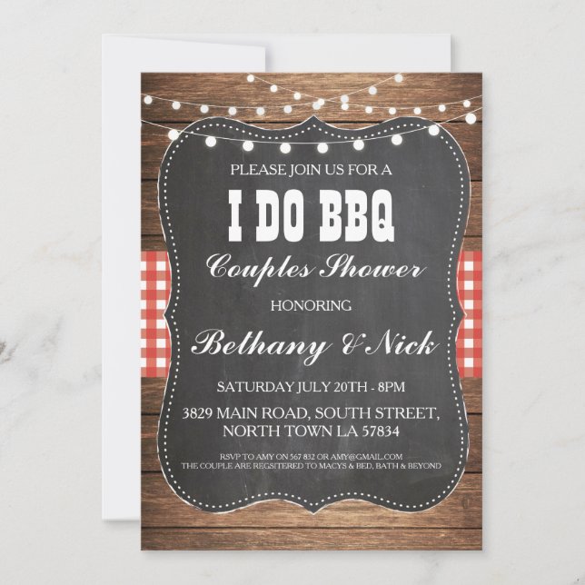 I DO BBQ Engagement Couples Showers Rustic Invite (Front)