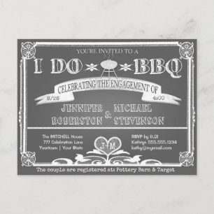 I Do BBQ Engagement Monogram Announcement Postcard