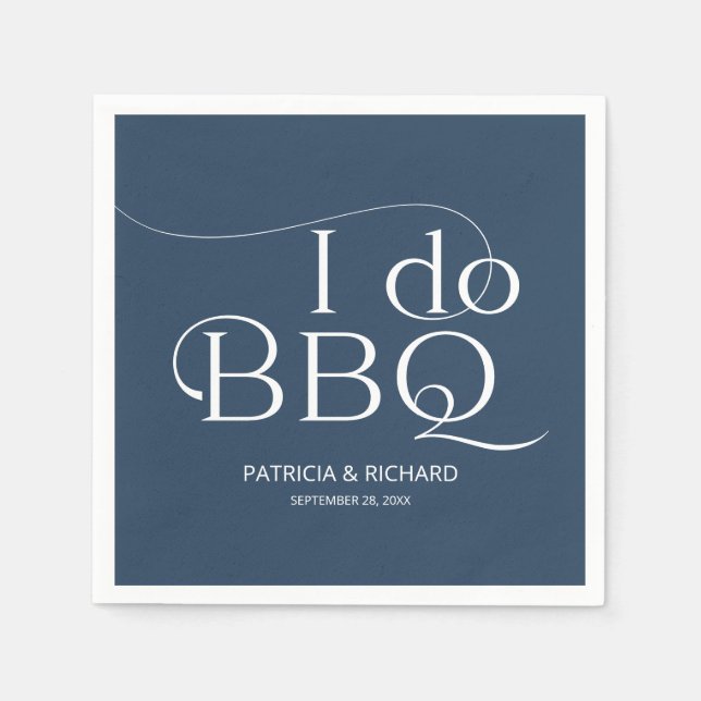 I do BBQ Engagement Party Blue Napkin (Front)