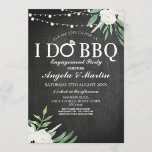 I DO BBQ Engagement Party Couples Shower Flowers Invitation